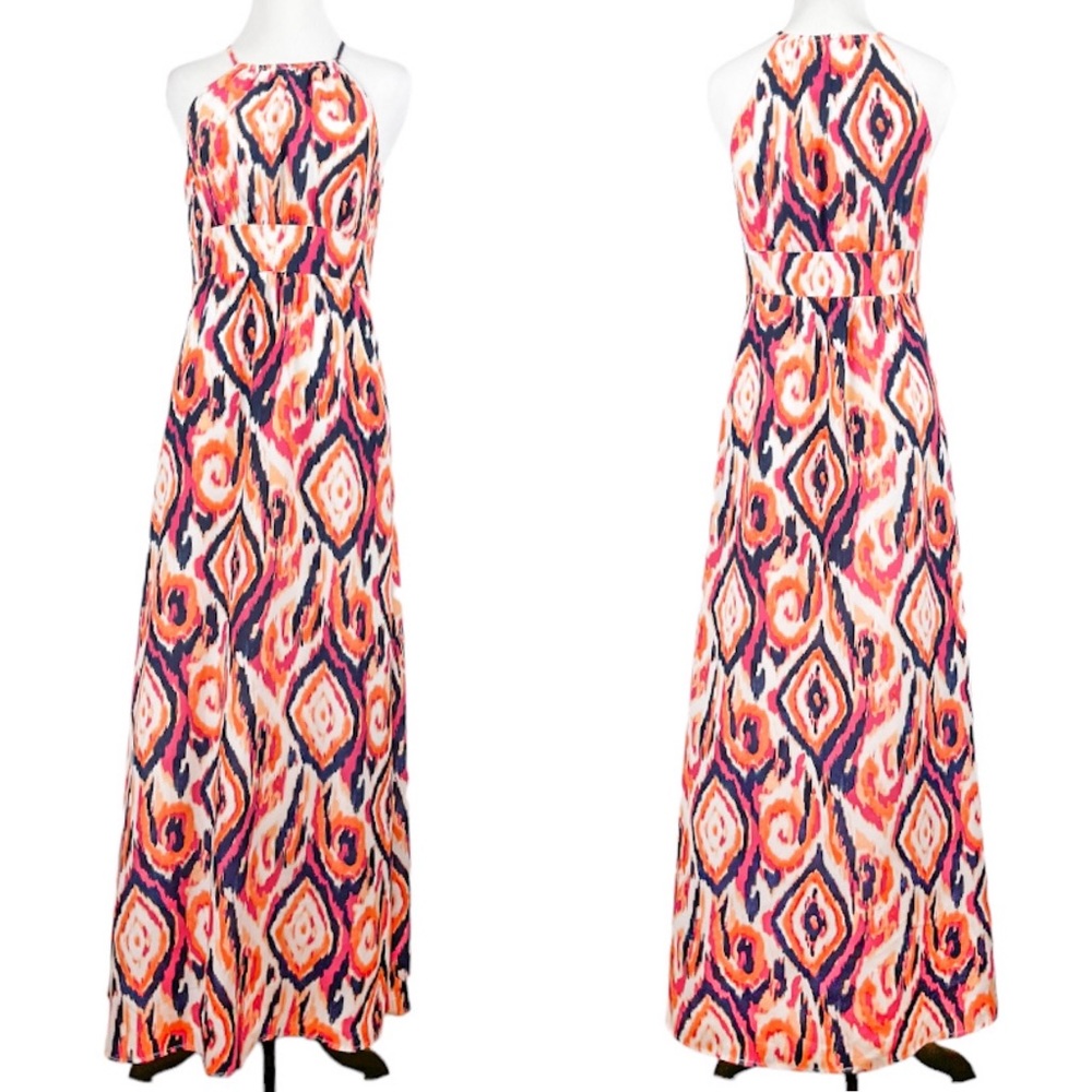 Ann Taylor Ikat Boho Abstract Maxi Dress Size 0